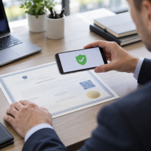 Scanning an authentic certificate