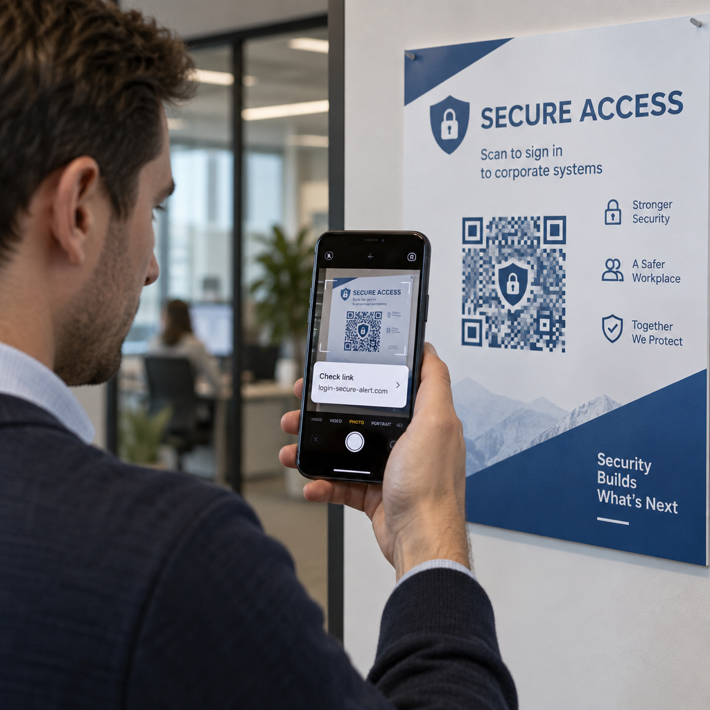 Employee checks suspicious QR