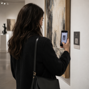 Visitor scanning gallery code