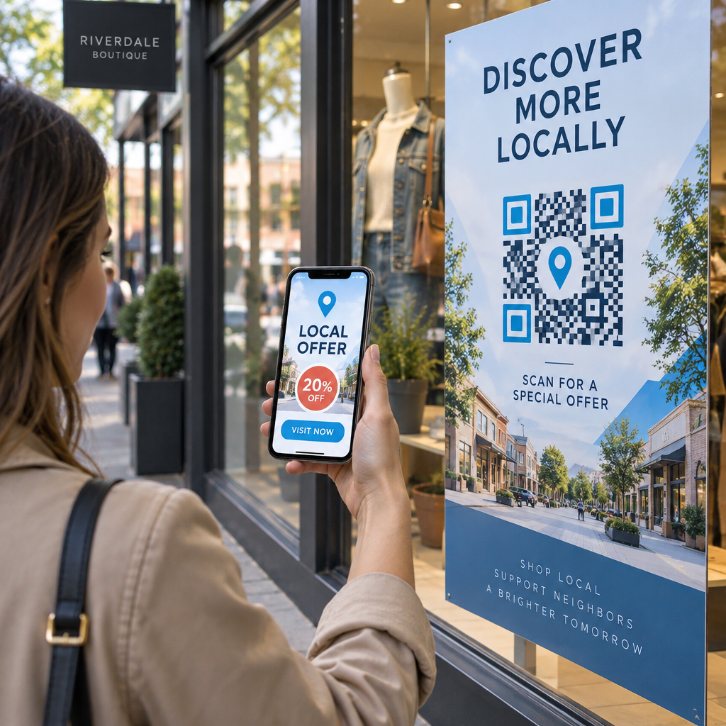 Shopper scans local QR code