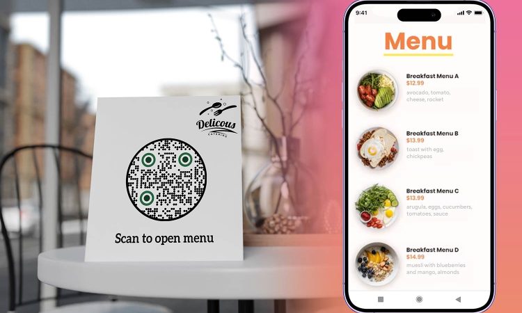 Une scène de petites entreprises animée améliorée avec des codes QR pour différents cas d'utilisation
