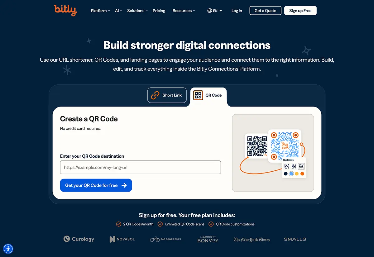 Bitly hemsida — Pageloot vs Bitly QR-kodalternativ 2026