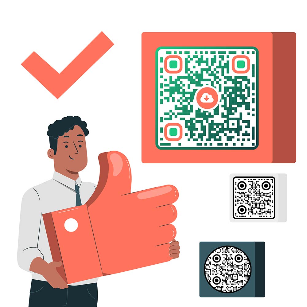 Ilustrație care arată coduri QR cu imagini încorporate unice printre codurile QR standard