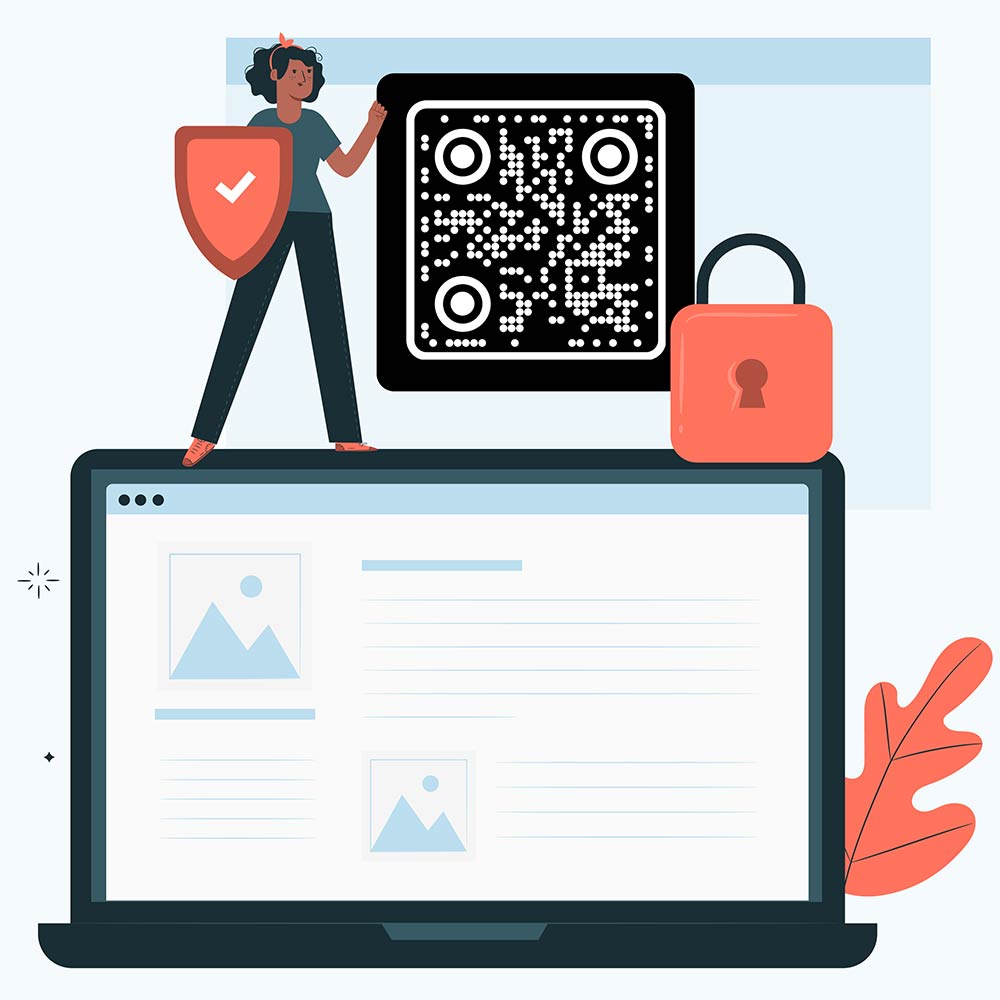 En skärmad QR-kod som visar robusta åtgärder för skydd av privatlivet