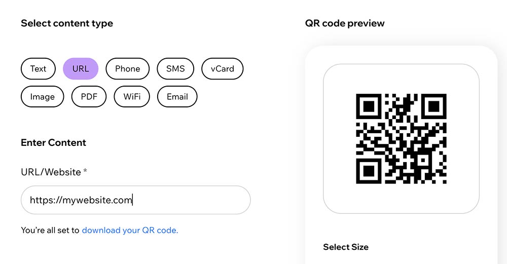 Cách tạo mã QR cho trang web Wix