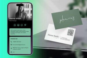 Elegantní vizitka s QR kódem a náhledem vstupní stránky