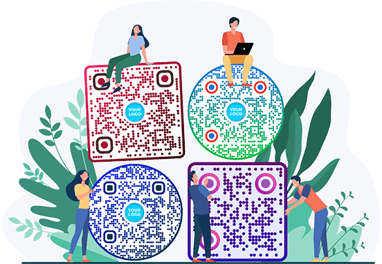 Different styles of QR codes created