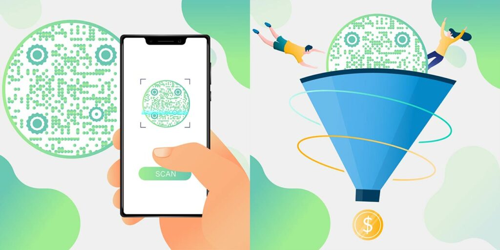 Лице, сканиращо QR код на vCard