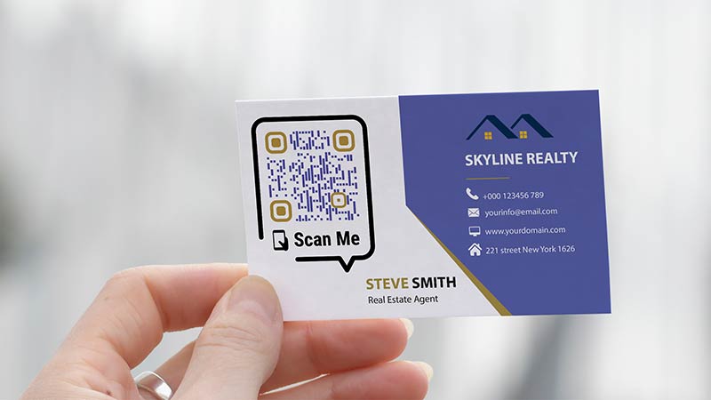 An image of a business card with a QR code