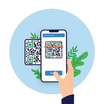 An example picture of scanning a QR code with a phone