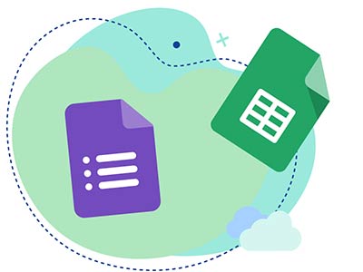 en forhåndsvisning av Google-verktøy, inkludert Google Form og Google Sheets