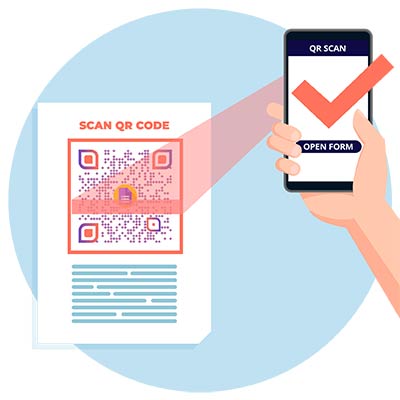 skanning av QR-koden til Google Form ved hjelp av telefonen