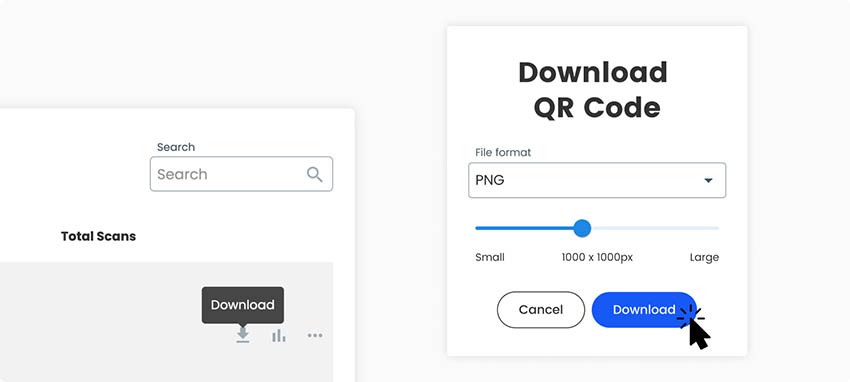 peker på "Last ned"-knappen for å laste ned QR-koden for Google Form