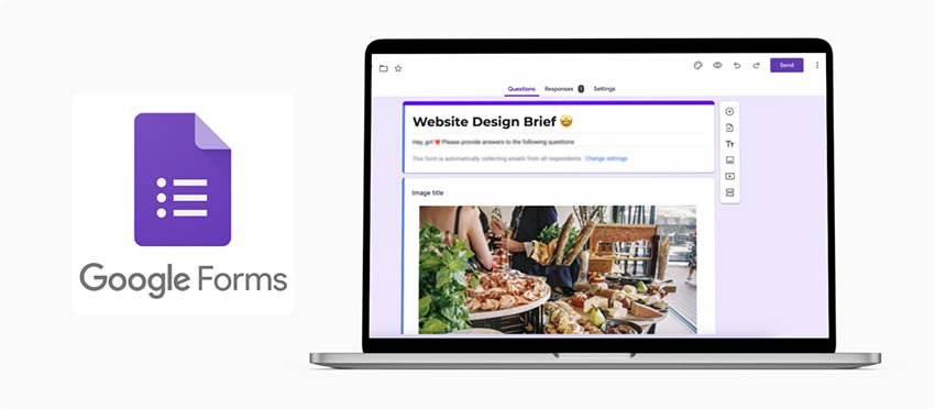 Google Form åpnet på en bærbar skjerm