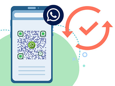 Мобилно устройство, показващо функционален QR код на WhatsApp
