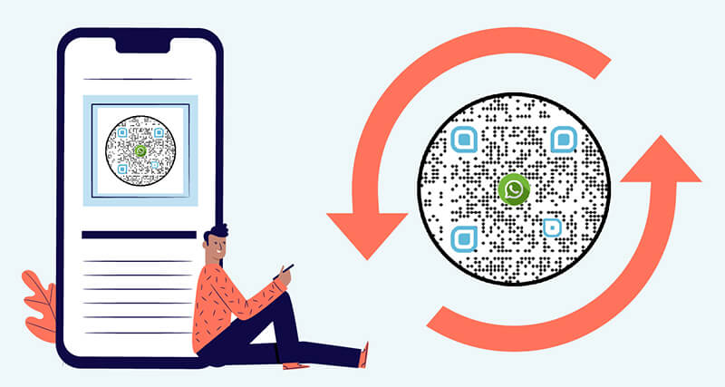 Мъж сканира телефона си, за да се наслади на генератора на QR кодове на WhatsApp