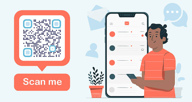 Мъж използва QR код на Whatsapp, за да общува с други хора