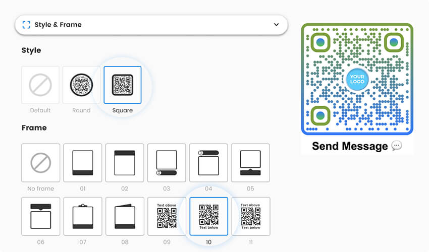 A screenshot of the QR code customization field