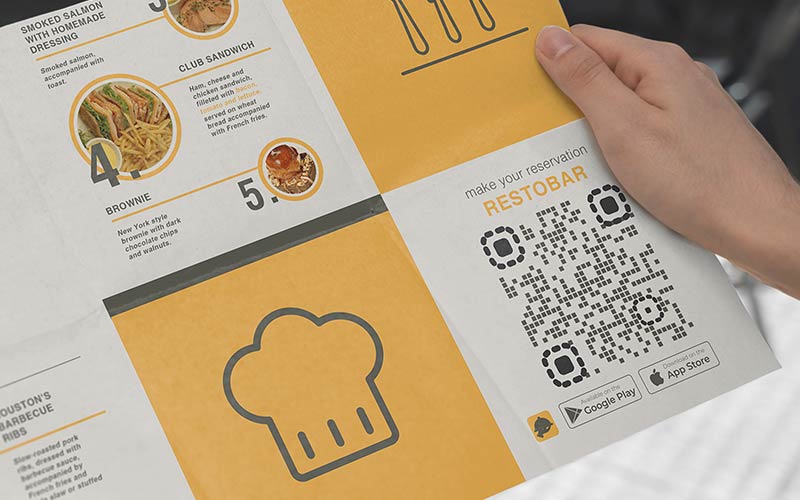 Restaurant menu with QR code with easy access to additional information