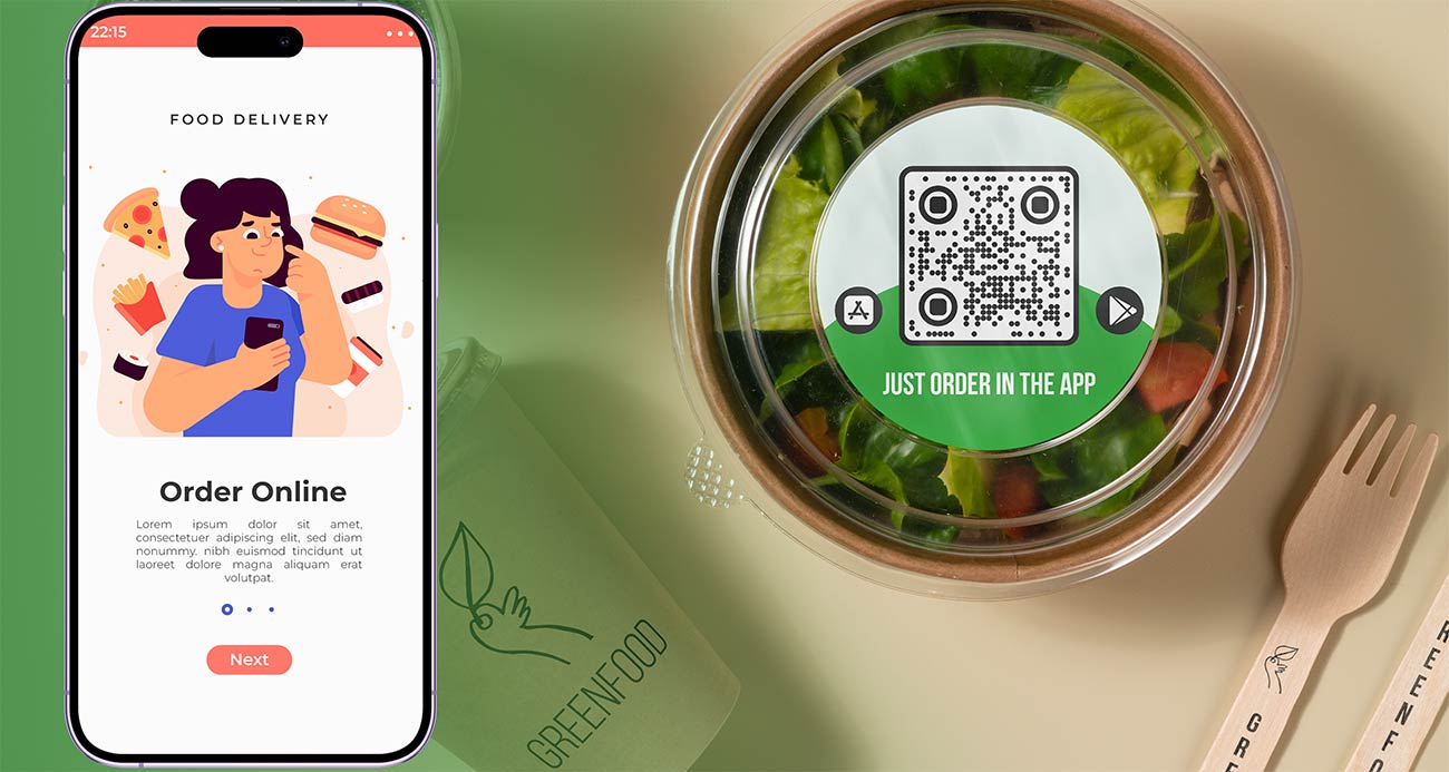 App QR code generator for food packaging for food delivery services