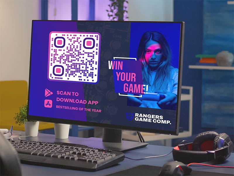 QR code on a gaming website leading to app store to download game