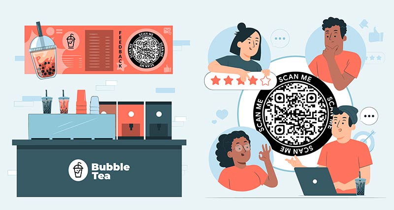 A QR code to collect feedback via email from customers