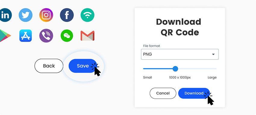 how to download the email QR code file