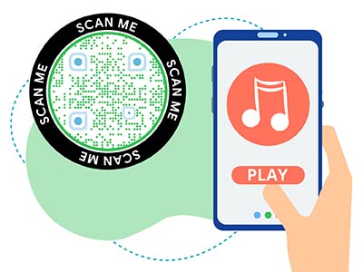 scanning QR code with a smartphone to play audio file