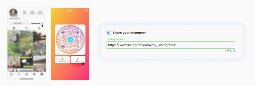 adding the link to your Instagram profile to QR code generator
