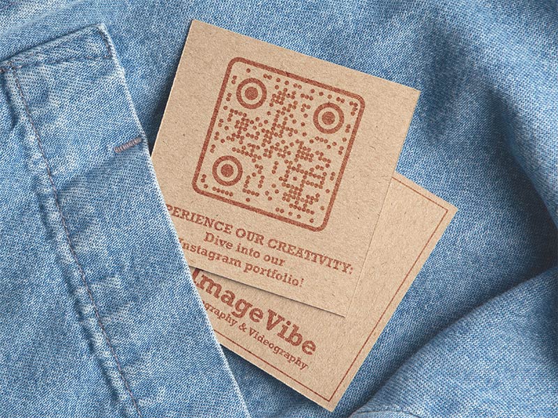 Instagram QR codes printed on small cards in a pocket