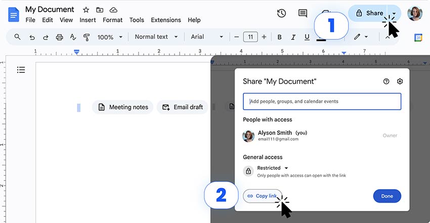 Откройте документ Google, чтобы скопировать ссылку для QR-кода