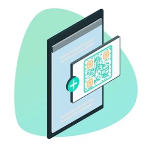 A smartphone scanning the QR Code from a printed advertisement