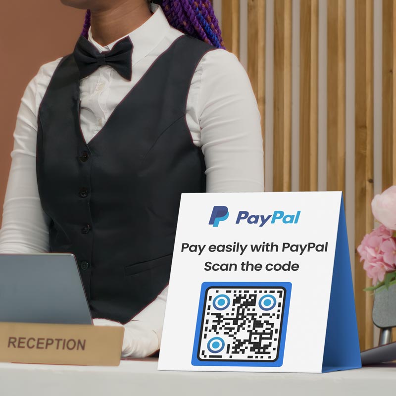 PayPal QR code used to receive money for a hotel