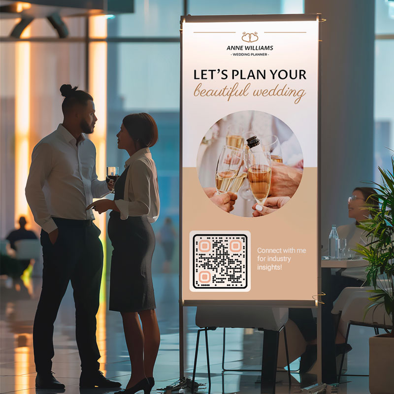 비즈니스 배너에 인쇄된 LinkedIn QR 코드를 만드세요