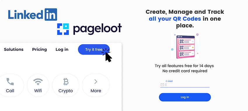 LinkedIn QR 코드를 생성하기 위한 계정을 만들 수 있는 페이지 개요