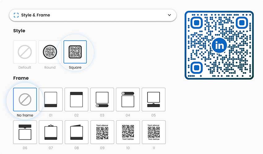 도구의 LinkedIn QR 코드에 개인 로고 추가