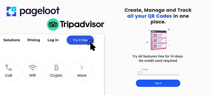 En översikt över sidan där du kan skapa ett konto för att skapa en Tripadvisor QR-kod