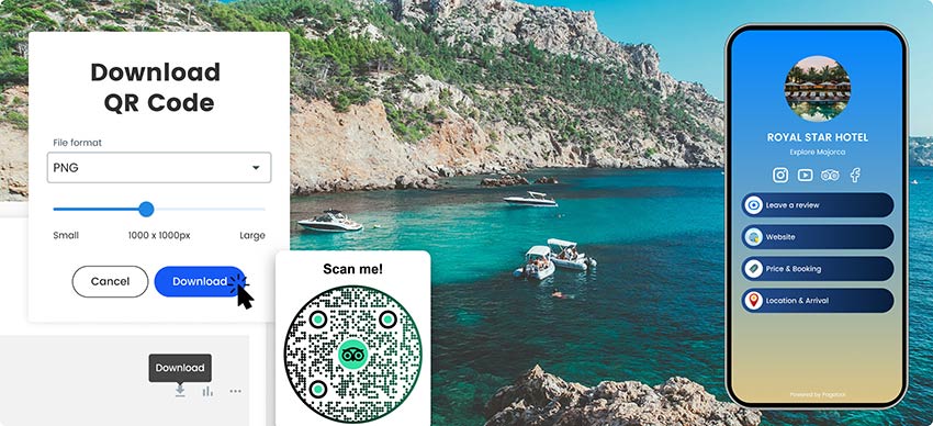 Klicka på knappen "spara och ladda ner" för att ladda ner den färdiga bilden av Tripadvisor QR-koden