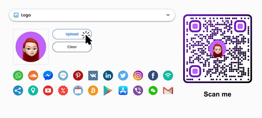 QR kodam pievienojamo logotipu izvēle