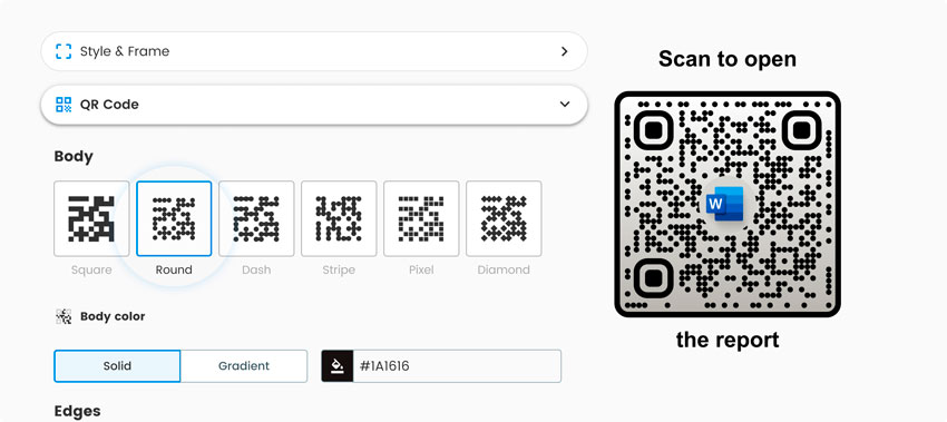 Thêm logo và màu sắc vào mã QR Word trong công cụ