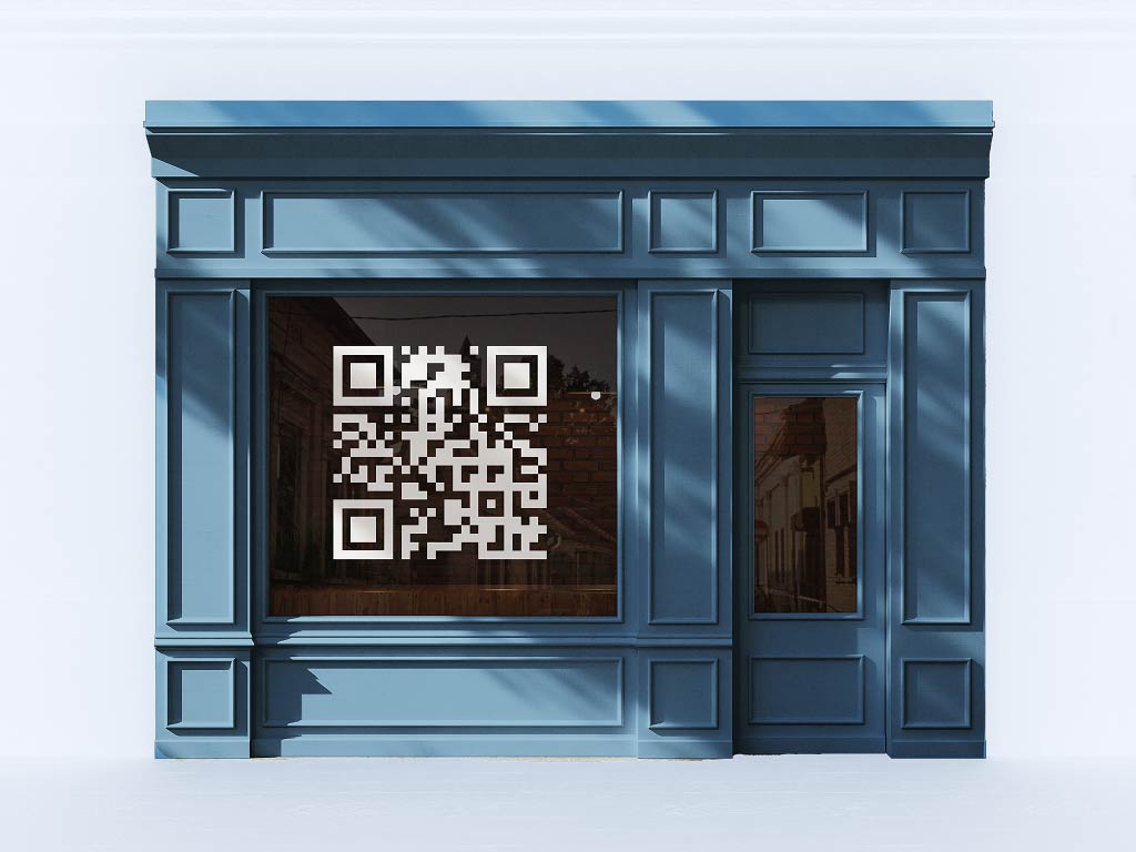 Mã QR trên cửa sổ cửa hàng